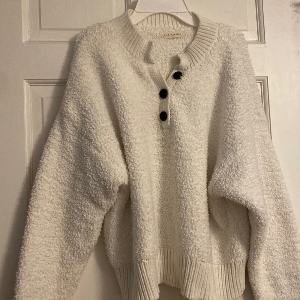 La hearts fuzzy sweater